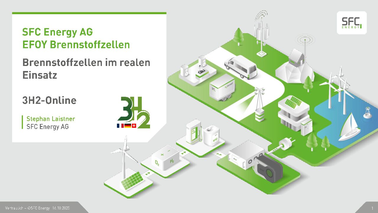 251016_SFC_Energy_Hydrogen_DE_3H2 Brennstoffzellen im realen Einsatz bei SFC Energy AG